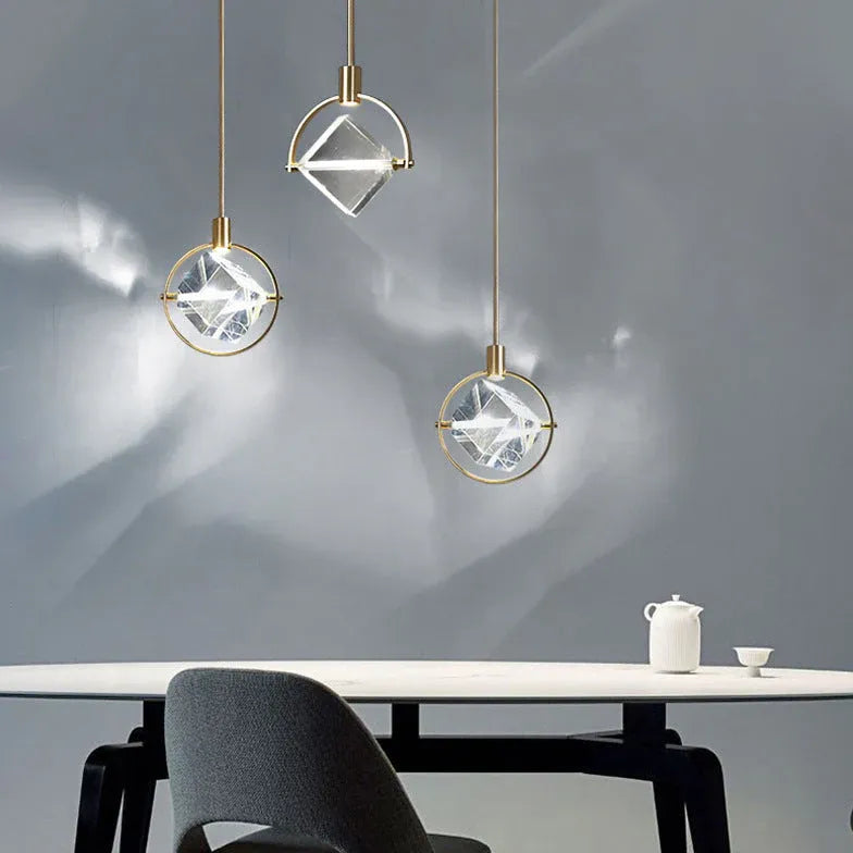 Gold Statement Pendant Light For Bedroom Kristy Metal & Crystal Ip20