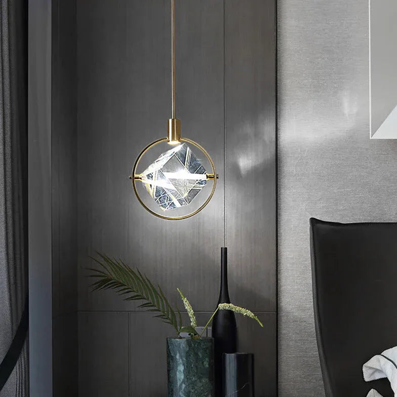 Gold Statement Pendant Light For Bedroom Kristy Metal & Crystal Ip20