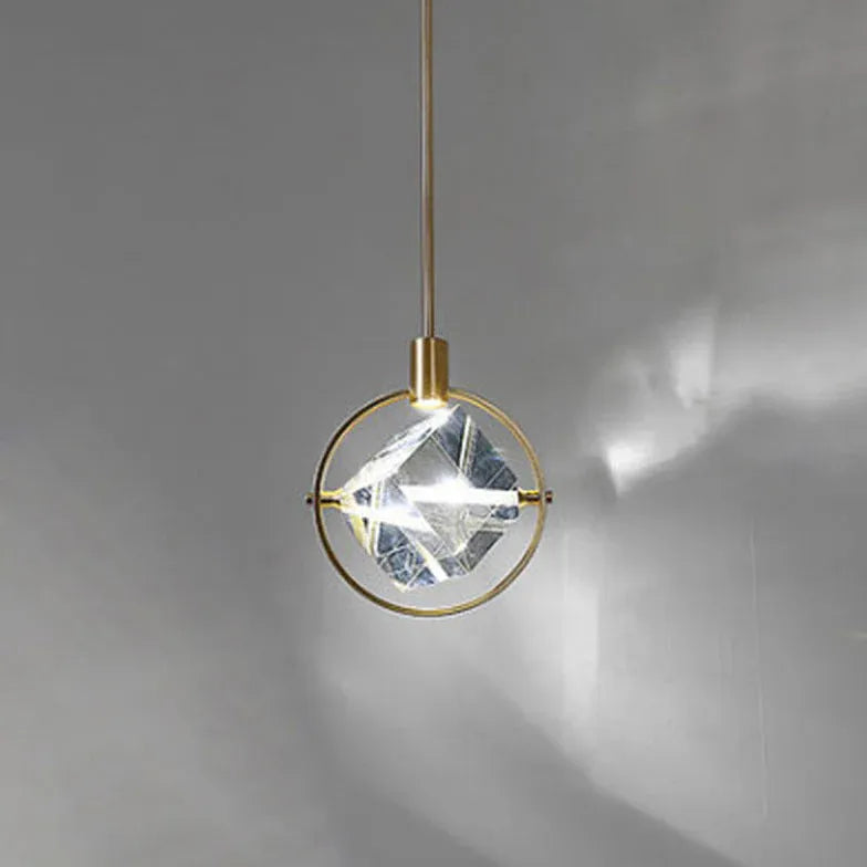 Gold Statement Pendant Light For Bedroom Kristy Metal & Crystal Ip20