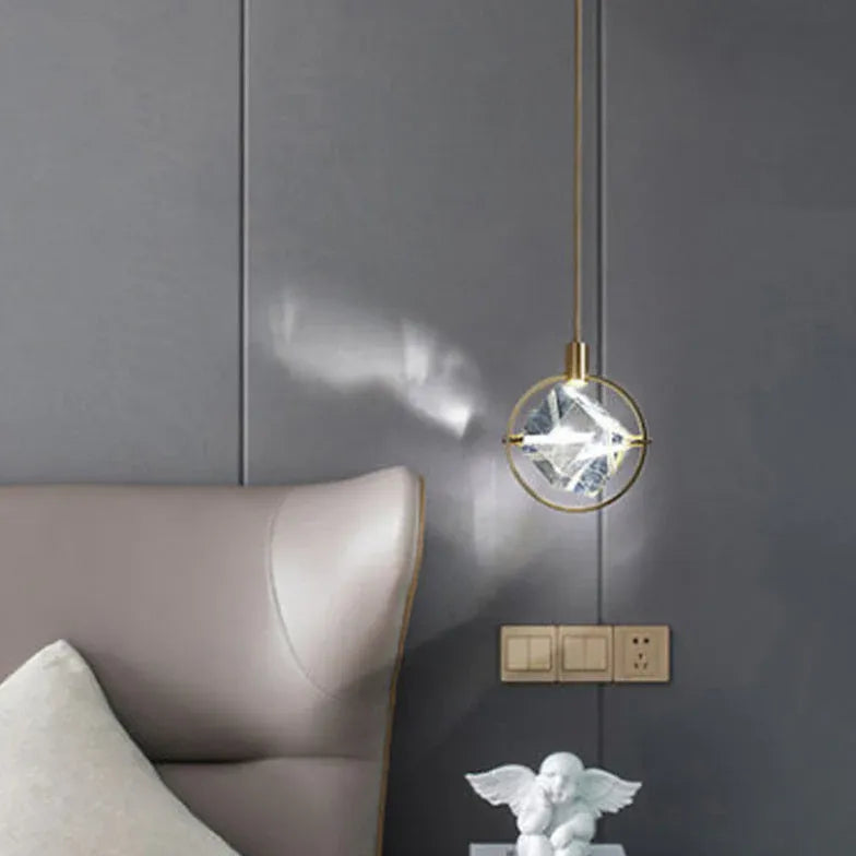 Gold Statement Pendant Light For Bedroom Kristy Metal & Crystal Ip20