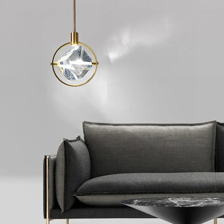 Gold Statement Pendant Light For Bedroom Kristy Metal & Crystal Ip20