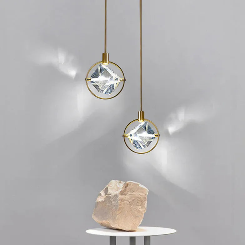 Gold Statement Pendant Light For Bedroom Kristy Metal & Crystal Ip20