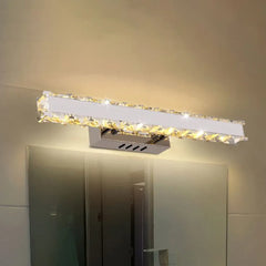 Gold Mirror Light For Bathroom Rectangular Kristy Metal & Crystal Ip44 Led