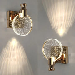 Gold Single Arm Wall Light For Bathroom Round Kristy Metal Led