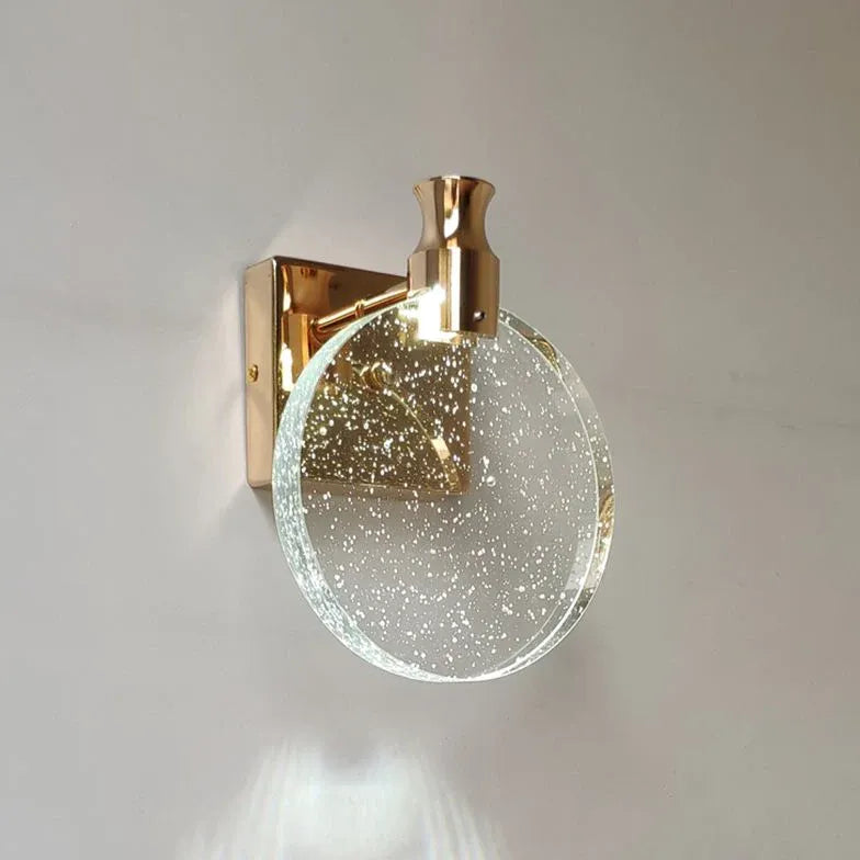 Gold Single Arm Wall Light For Bathroom Round Kristy Metal Led