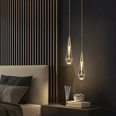 Gold Bedside Pendant Light For Bedroom Kristy Metal & Crystal Led Ip20