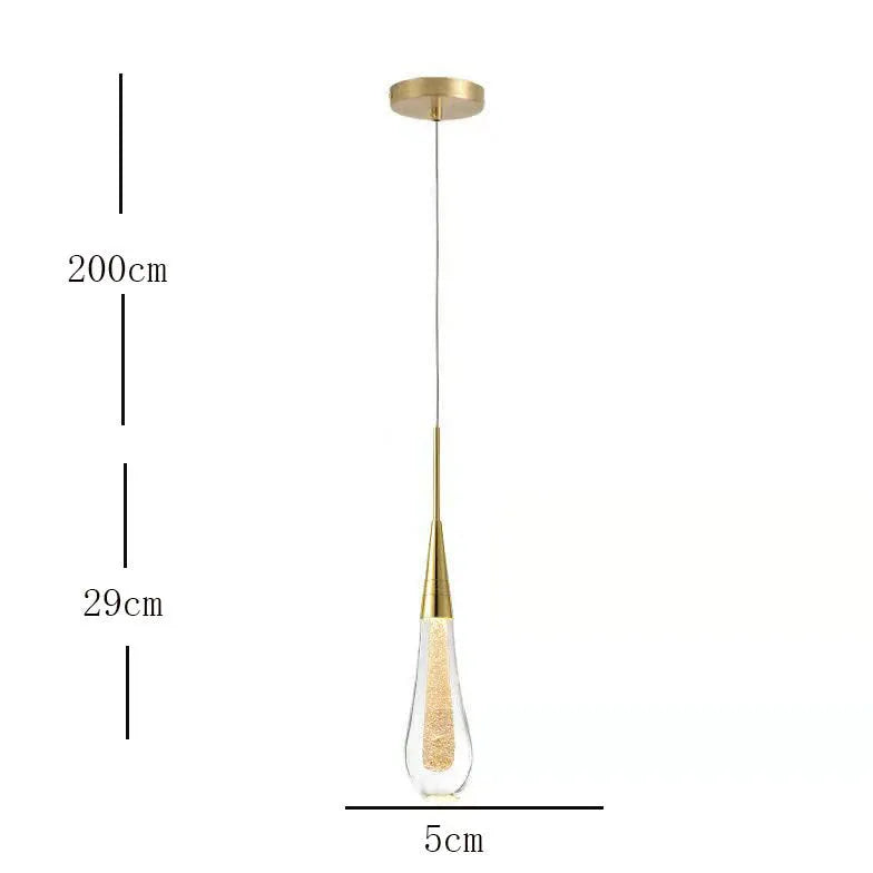 Gold Bedside Pendant Light For Bedroom Kristy Metal & Crystal Led Ip20