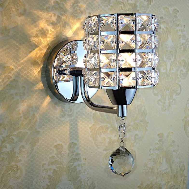 Gold Single Arm Wall Light For Bathroom Cylinder Kristy Metal