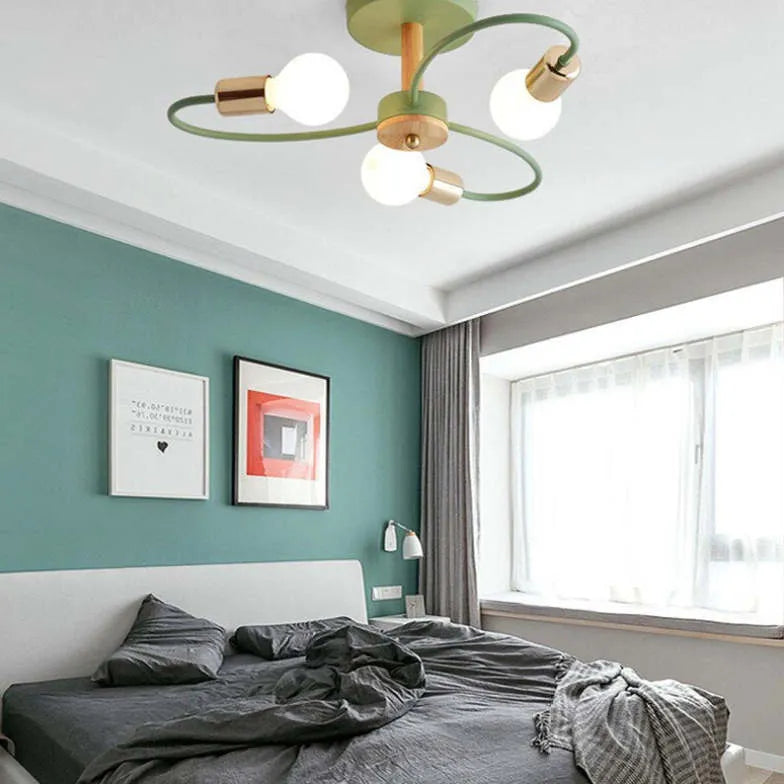 Green Glass Flush Mount Ceiling