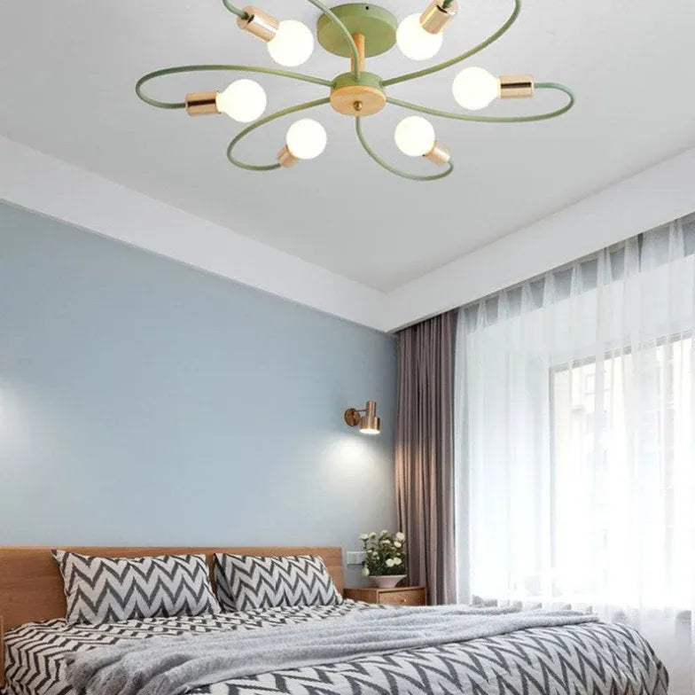 Green Glass Flush Mount Ceiling