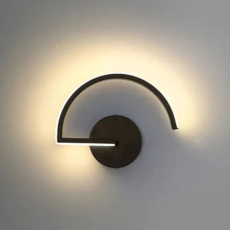 Black Flush Wall Light For Office Linear Modern Metal Led