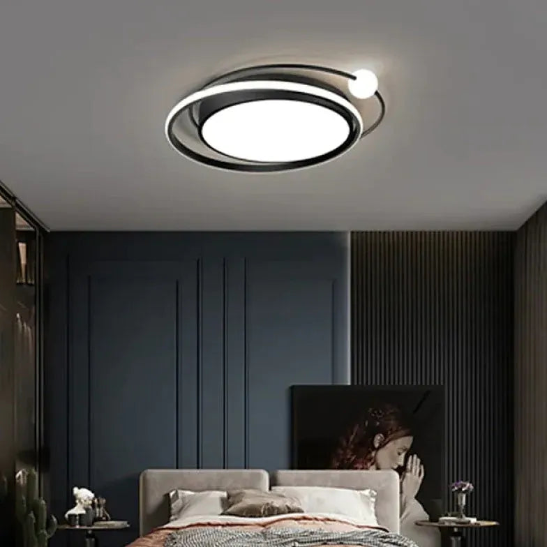 Black Flush Light For Bedroom Lacey Metal Cool White Led Ip20