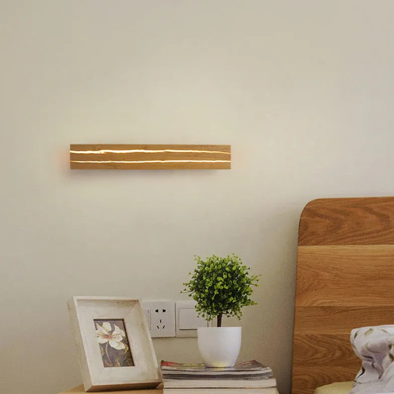 Flush Wall Light For Bedroom Modern Metal & Wood Led