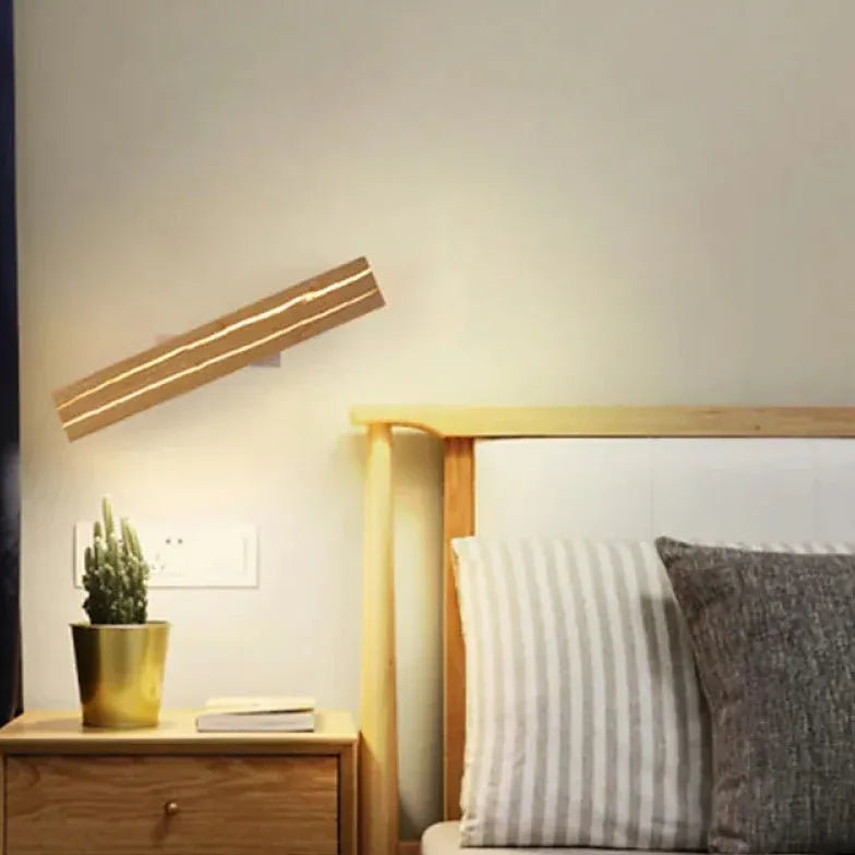 Flush Wall Light For Bedroom Modern Metal & Wood Led