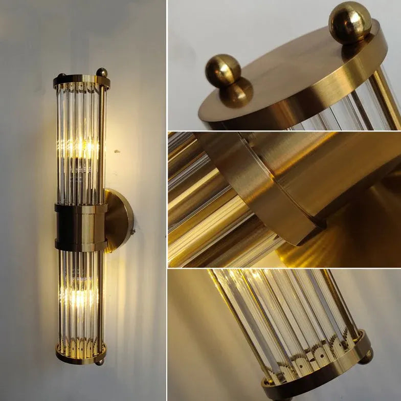 Gold Up & Down Light For Bathroom Leigh Metal & Glass Ip20 Led