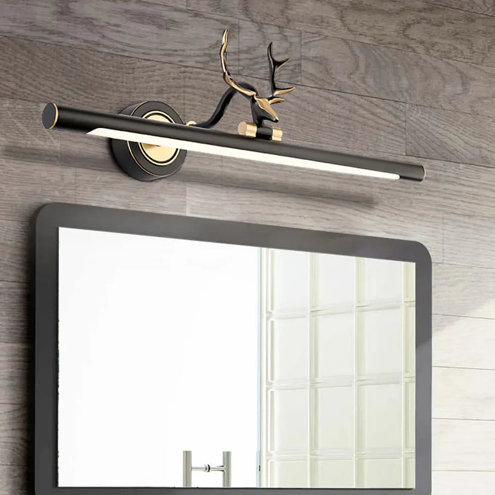 Black Mirror Light For Bathroom Leigh Metal & Pc Warm White Led Ip44