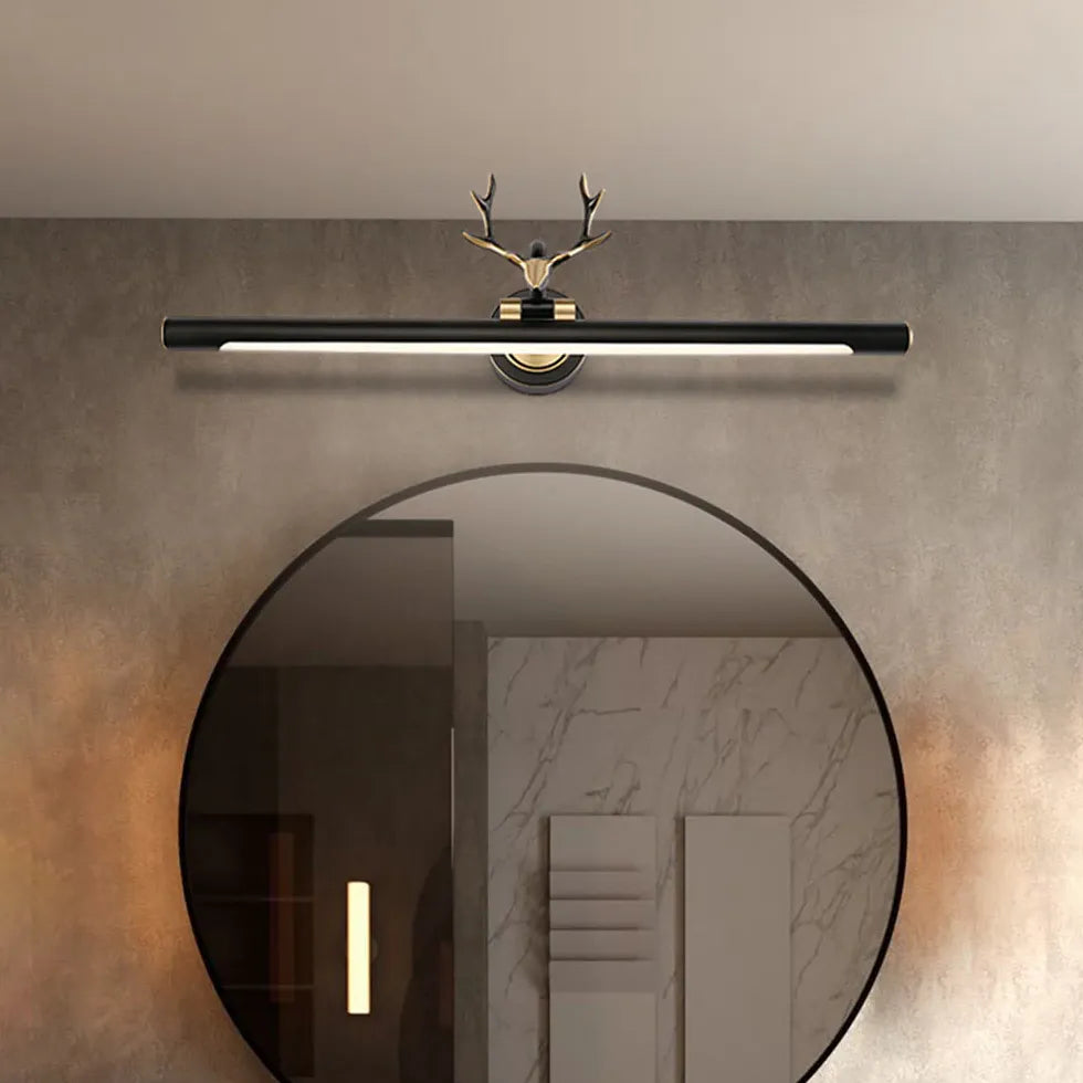 Black Mirror Light For Bathroom Leigh Metal & Pc Warm White Led Ip44