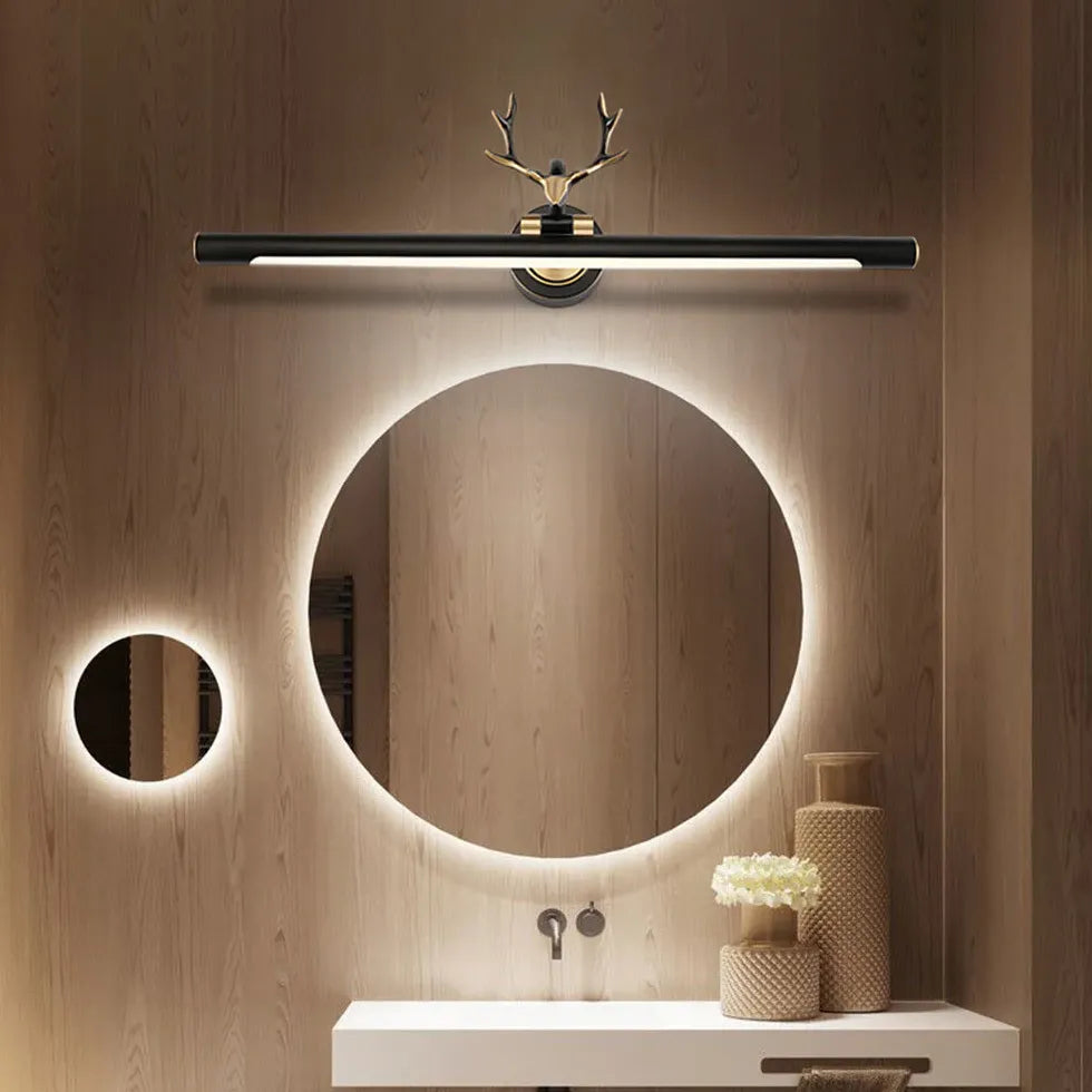 Black Mirror Light For Bathroom Leigh Metal & Pc Warm White Led Ip44