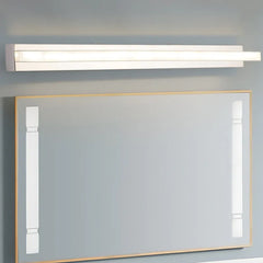 White Mirror Light For Bathroom Rectangular Leigh Metal & Pc Led Warm White