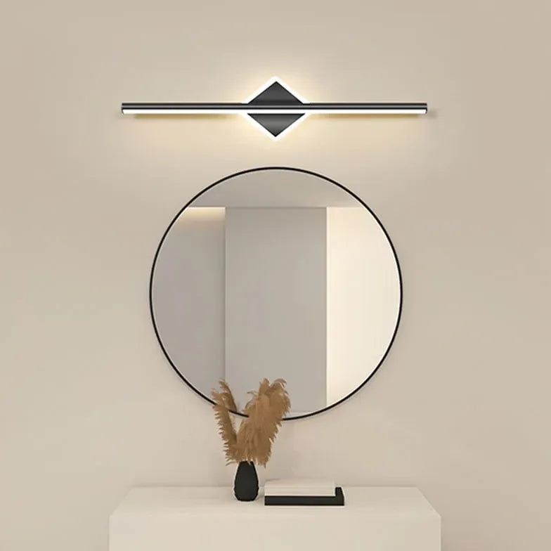 Black Mirror Light For Kitchen Linear Leigh Metal & Silica Gel Ip44 Dimmable