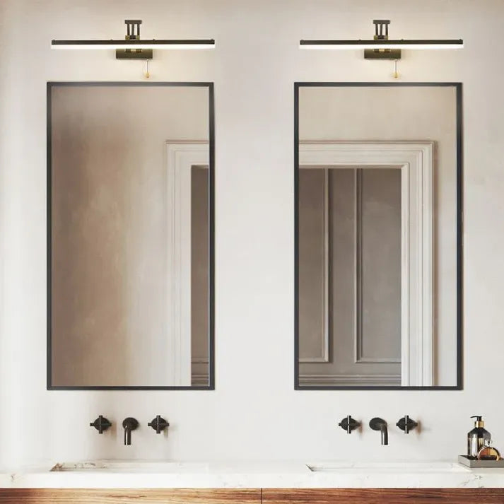 Black Mirror Light For Bathroom Linear Leigh Metal & Acrylic Led