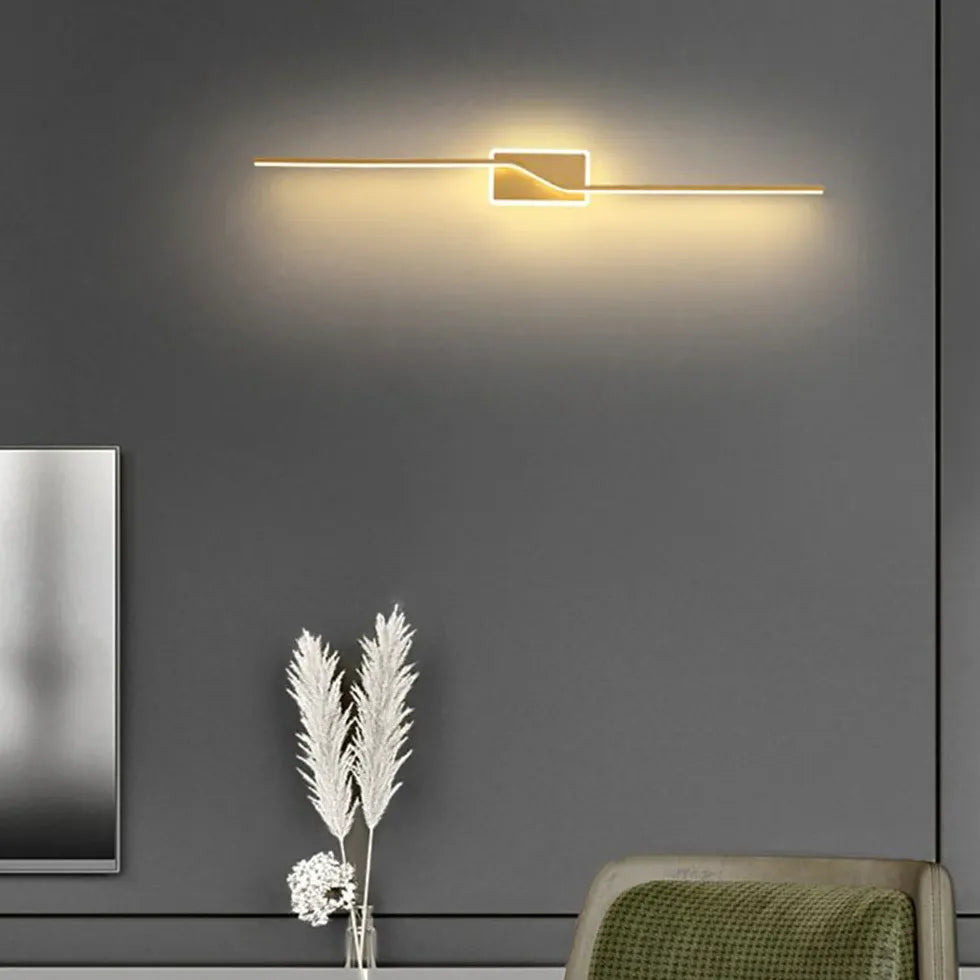 Gold Flush Wall Light For Bathroom Linear Leigh Metal & Silica Gel Led Cool White Ip44