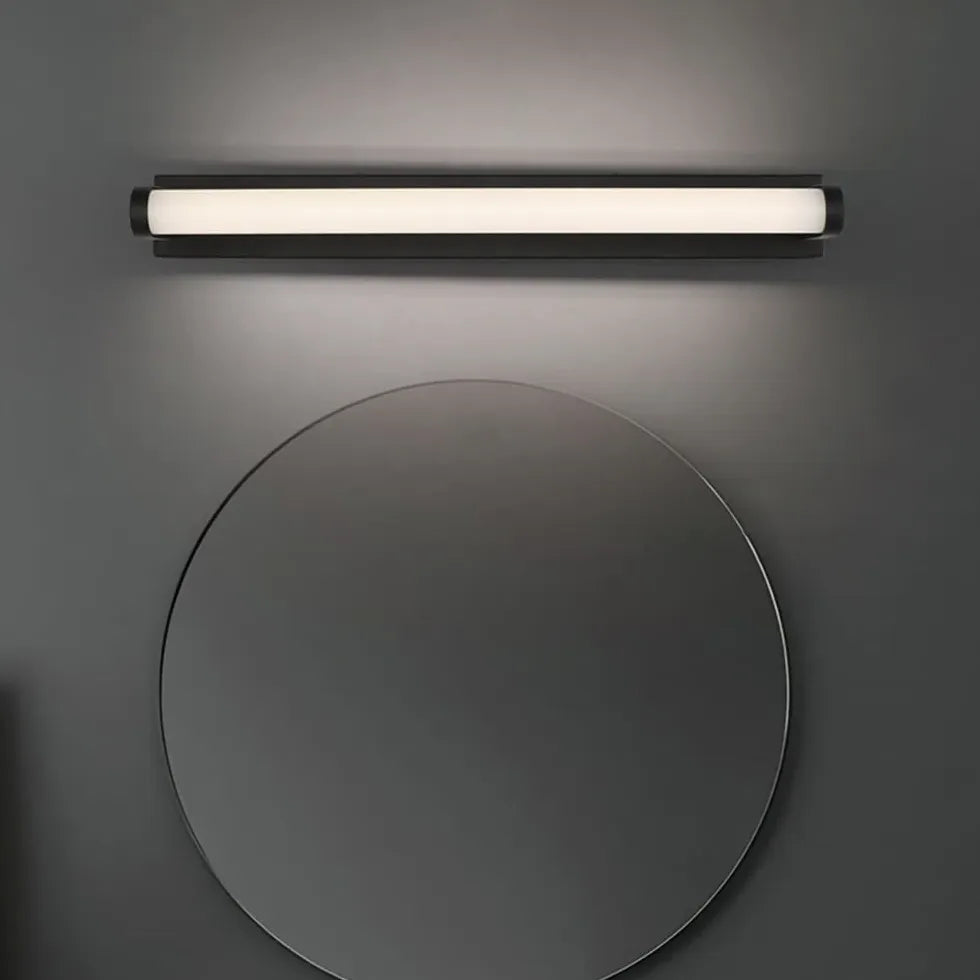 Black Mirror Light For Bathroom Linear Leigh Metal & Acrylic Ip44 Warm White