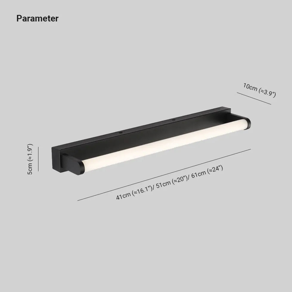 Black Mirror Light For Bathroom Linear Leigh Metal & Acrylic Ip44 Warm White