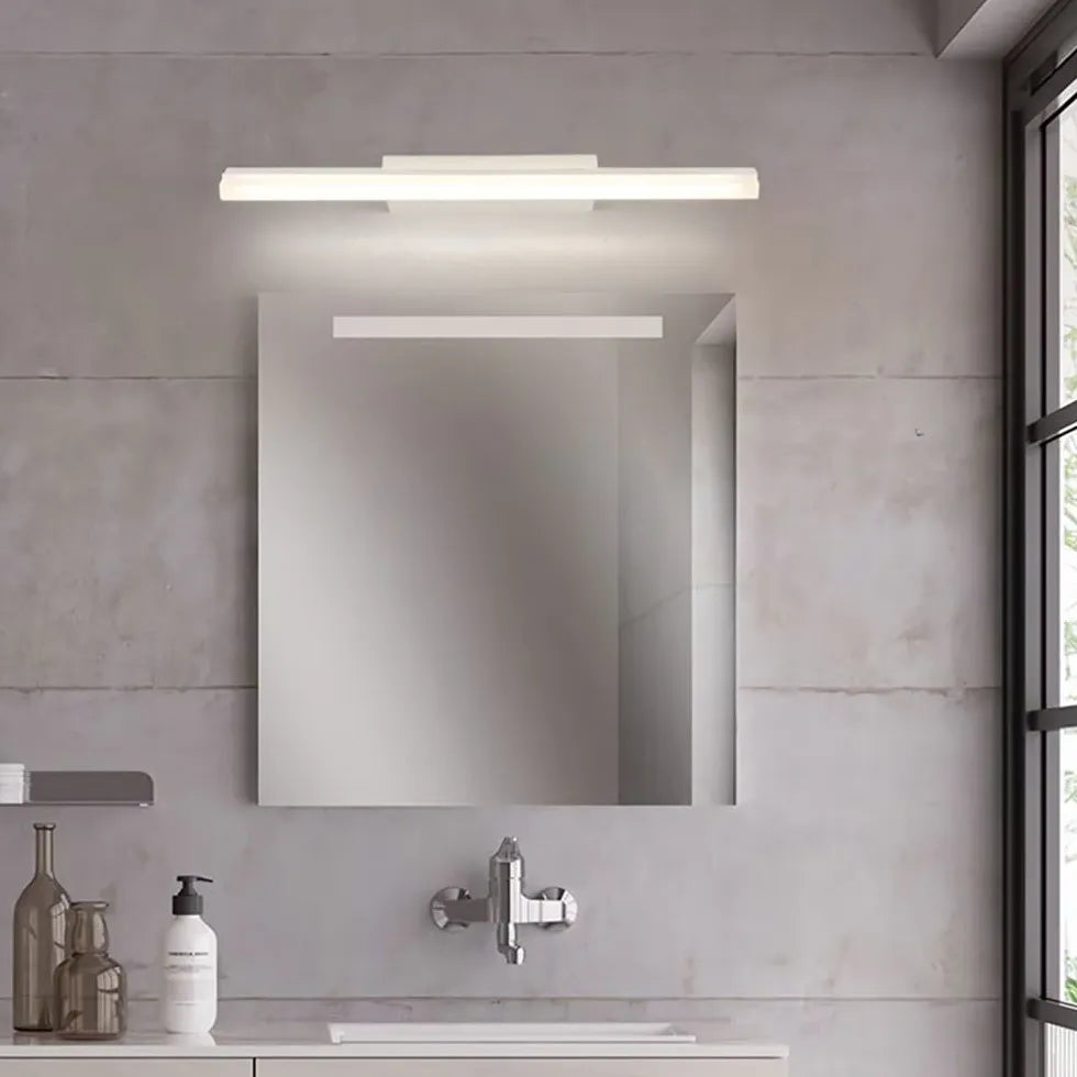 White Mirror Light For Bathroom Linear Leigh Metal & Acrylic Led