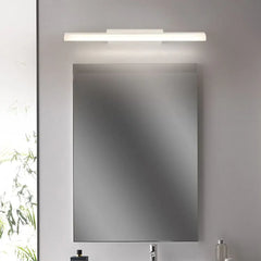 White Mirror Light For Bathroom Linear Leigh Metal & Acrylic Led