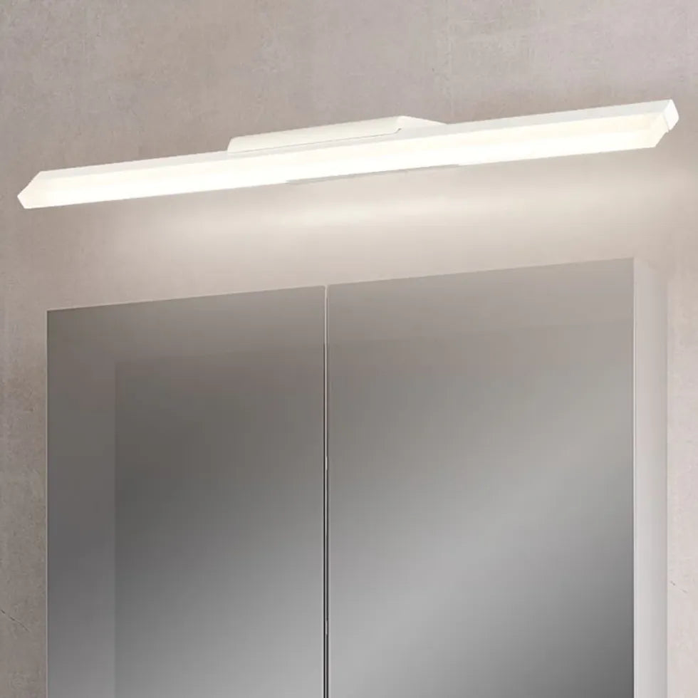 White Mirror Light For Bathroom Linear Leigh Metal & Acrylic Led