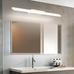 White Mirror Light For Bathroom Linear Leigh Metal & Acrylic Led