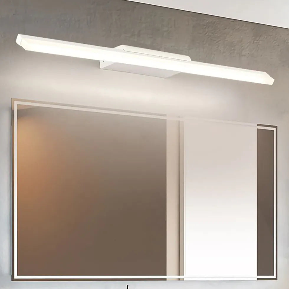 White Mirror Light For Bathroom Linear Leigh Metal & Acrylic Led