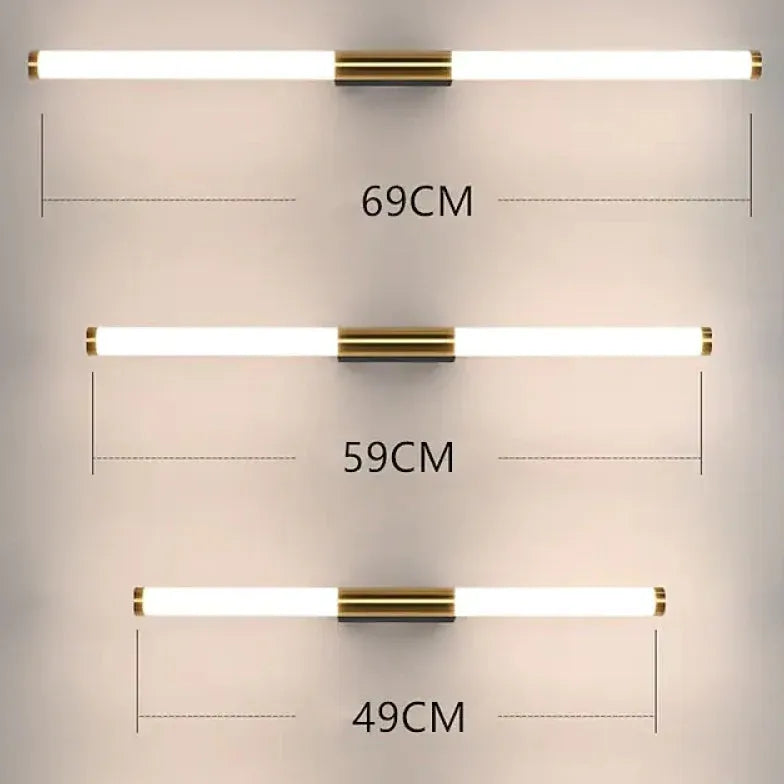 Gold Mirror Light For Bedroom Linear Modern Metal