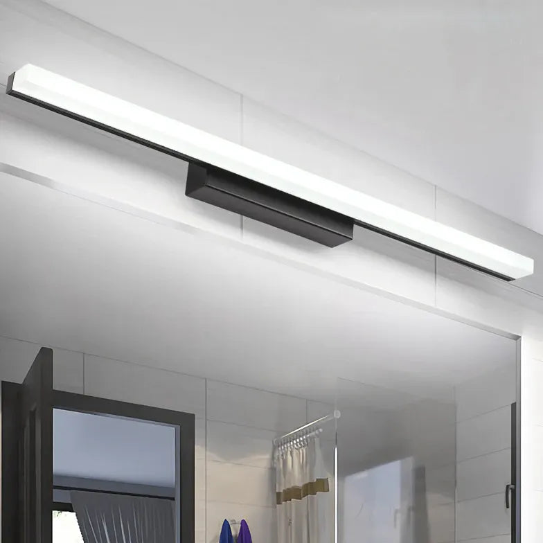 Black Mirror Light For Bathroom Linear Leigh Metal Led Ip44 Warm White