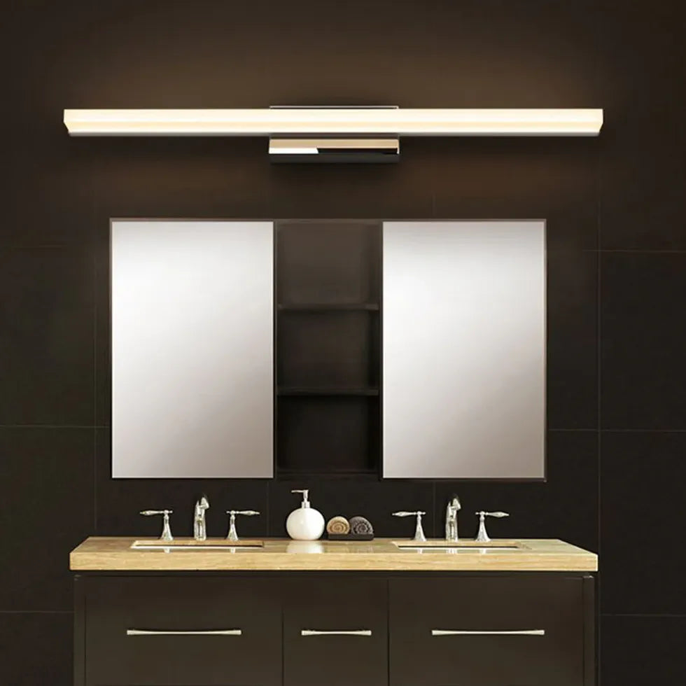 Black Mirror Light For Bathroom Linear Leigh Metal Led Ip44 Warm White