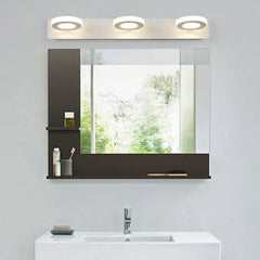 White Mirror Light For Bathroom Round Leigh Metal & Acrylic Warm White Led Ip44