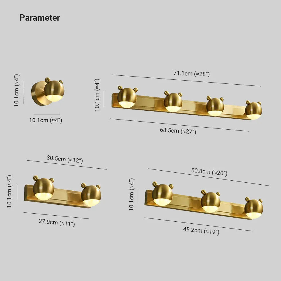 Gold Multi Arm Wall Light For Bathroom Leigh Metal & Acrylic Led Dimmable Ip44