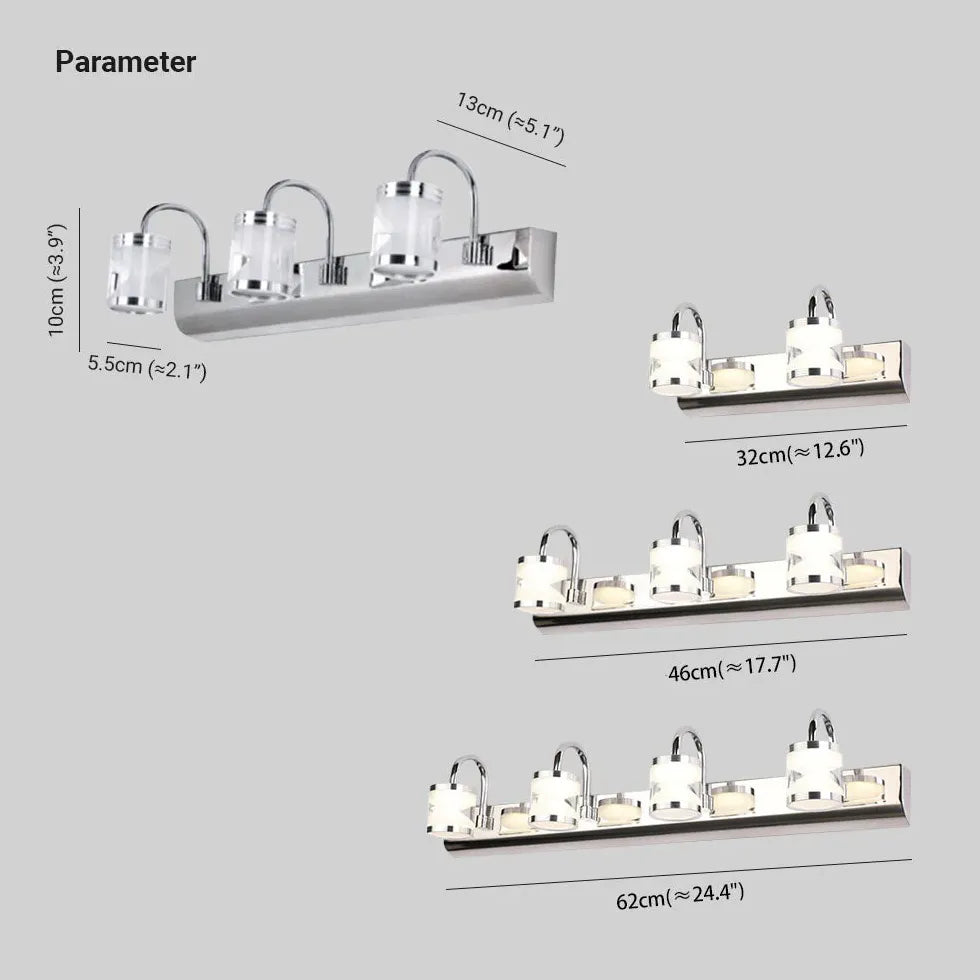 Silver Multi Arm Wall Light For Bathroom Leigh Metal & Acrylic Warm White Led