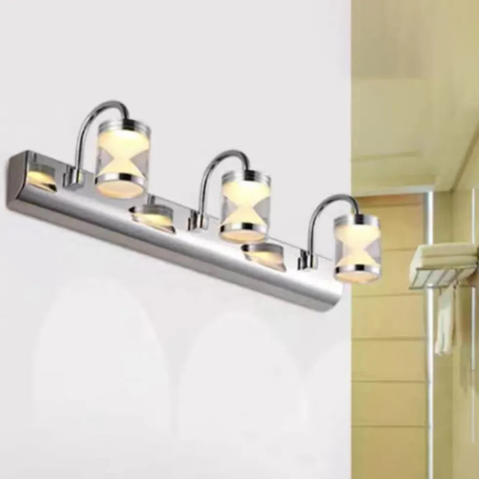 Silver Multi Arm Wall Light For Bathroom Leigh Metal & Acrylic Warm White Led