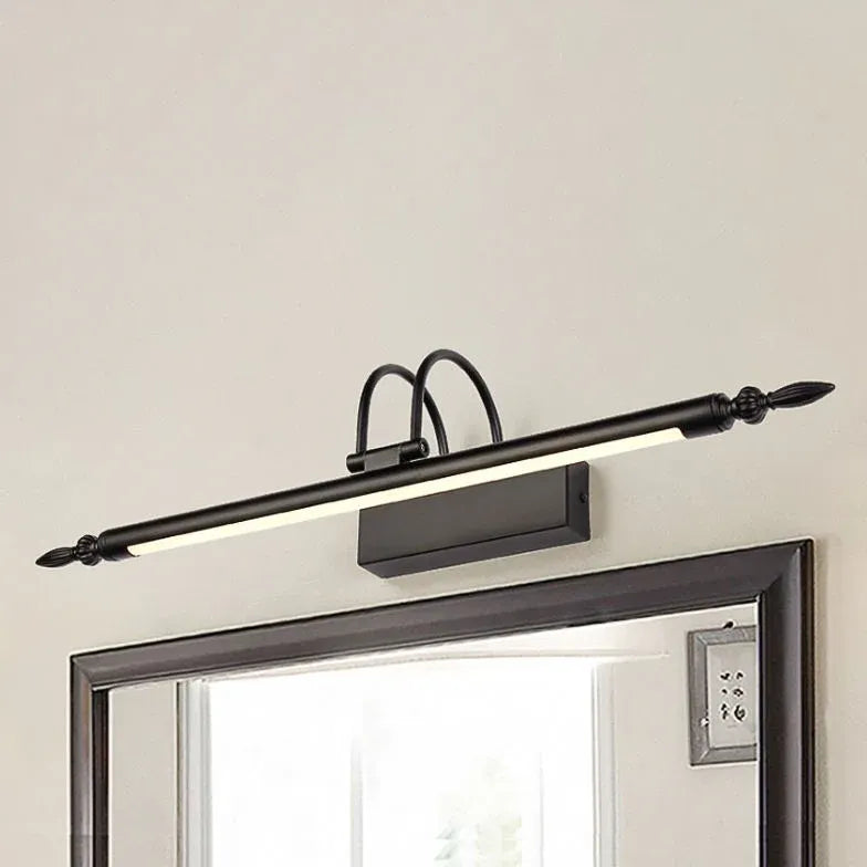 Black Mirror Light For Bathroom Linear Leigh Metal Led Cool White