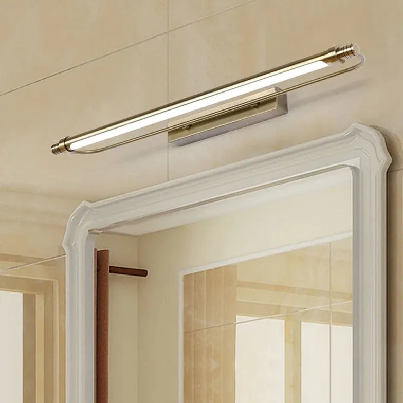 Gold Mirror Light For Bathroom Linear Leigh Metal & Acrylic Led