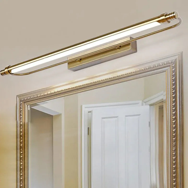 Gold Mirror Light For Bathroom Linear Leigh Metal & Acrylic Led