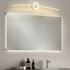 White Mirror Light For Bathroom Linear Leigh Metal & Silicone