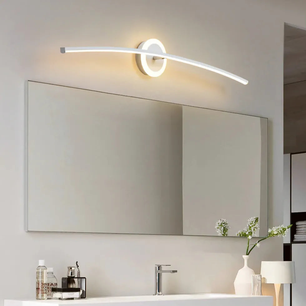 White Mirror Light For Bathroom Linear Leigh Metal & Silicone