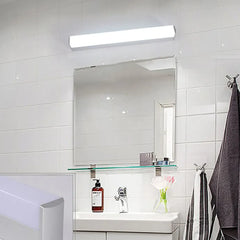 White Mirror Light For Bathroom Rectangular Leigh Metal & Acrylic Led