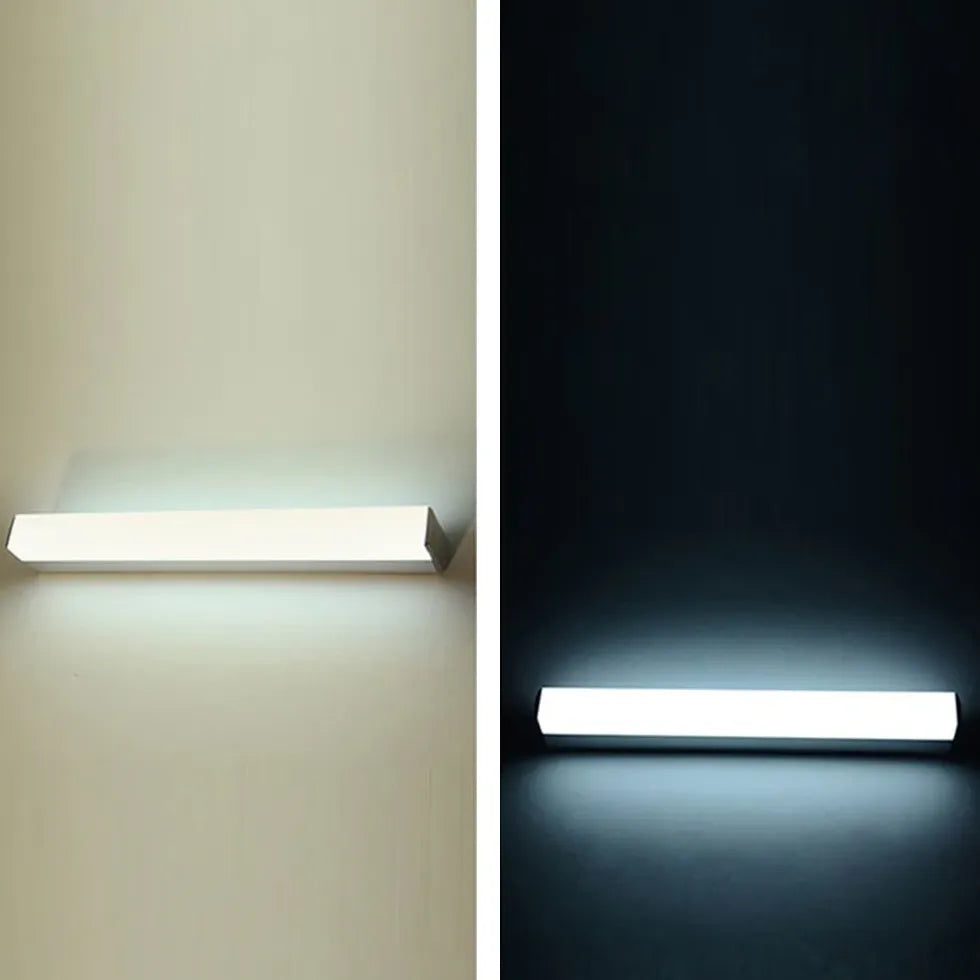 White Mirror Light For Bathroom Rectangular Leigh Metal & Acrylic Led