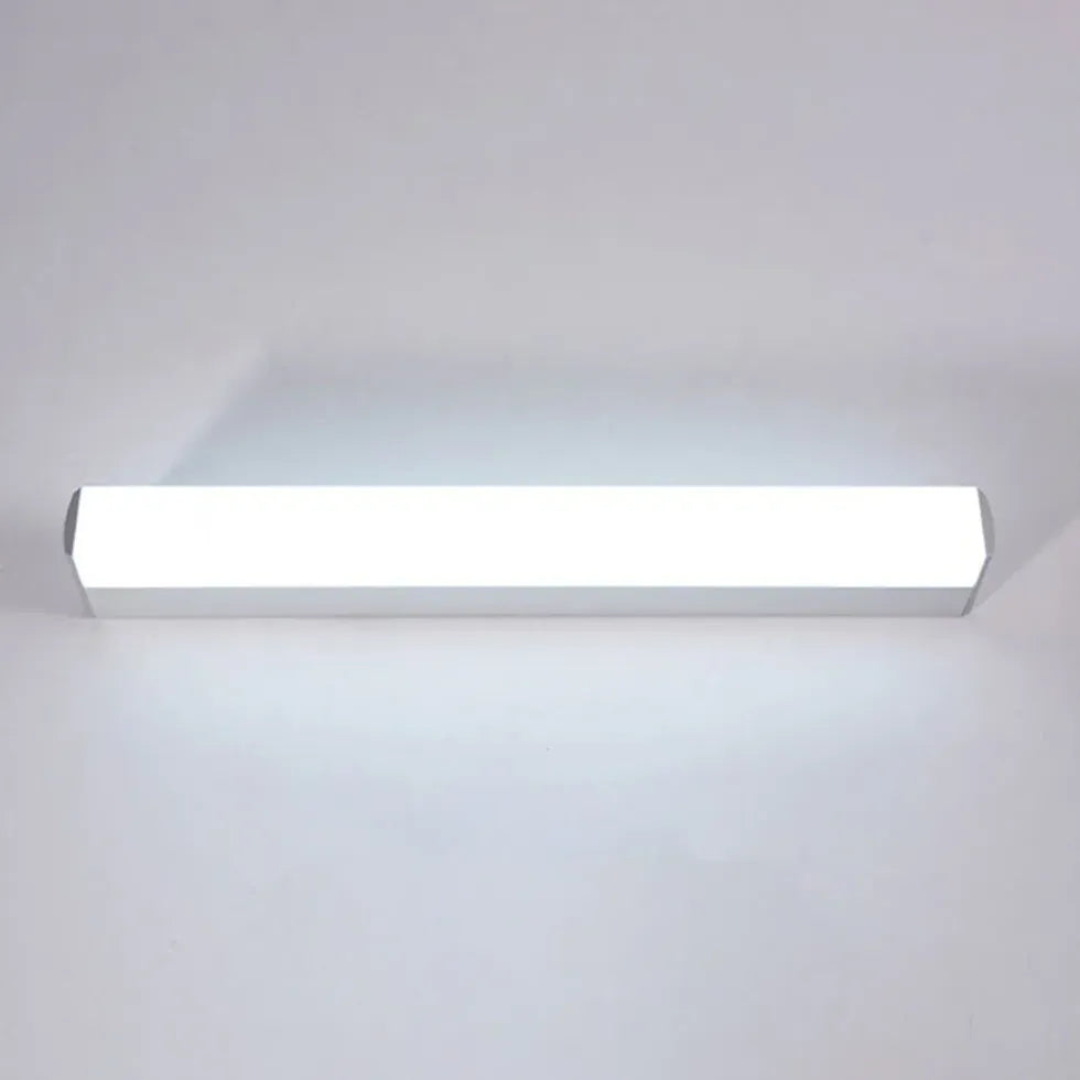 White Mirror Light For Bathroom Rectangular Leigh Metal & Acrylic Led