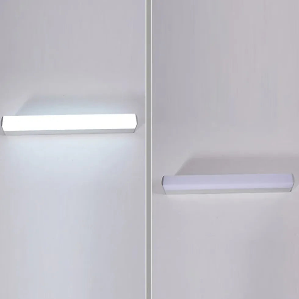 White Mirror Light For Bathroom Rectangular Leigh Metal & Acrylic Led