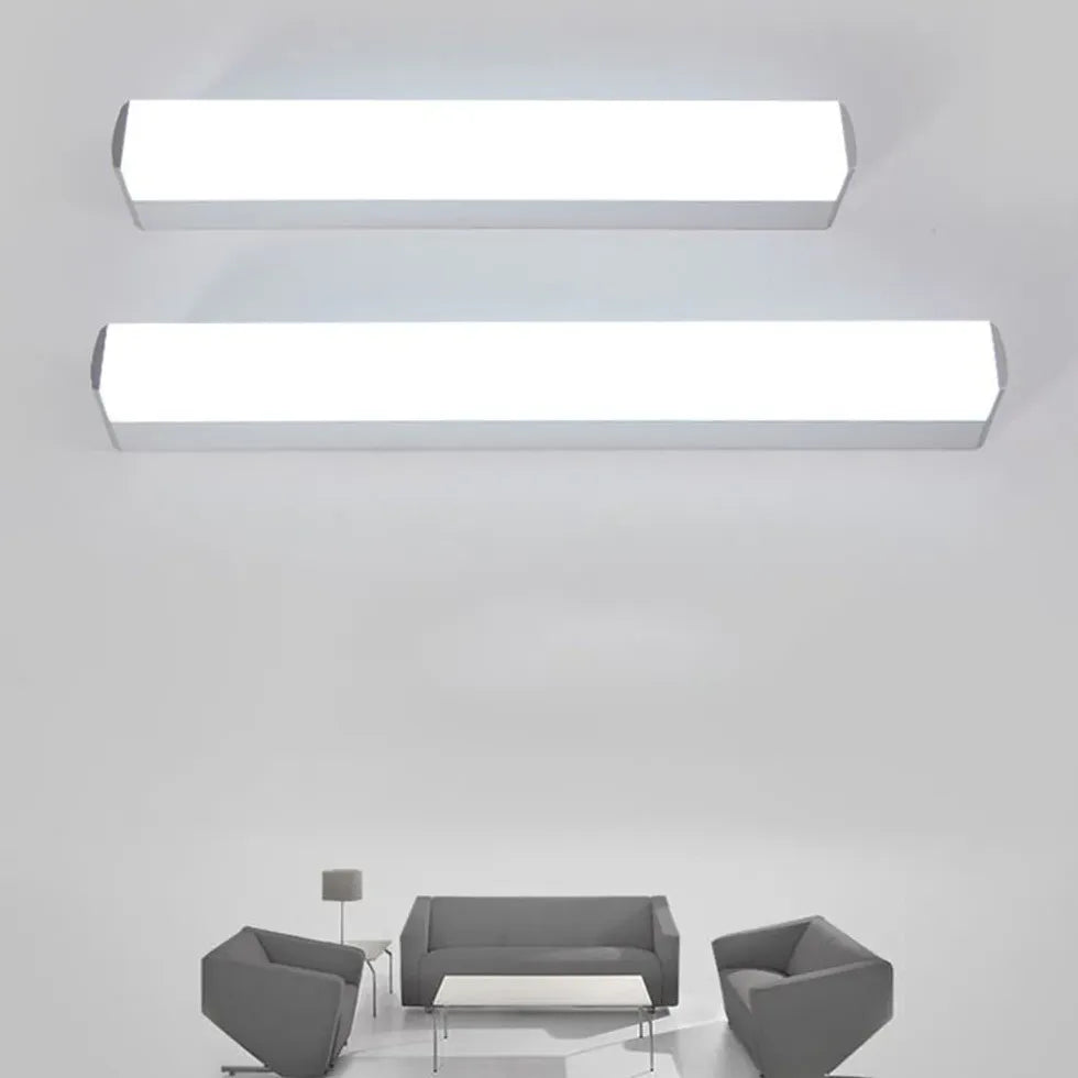 White Mirror Light For Bathroom Rectangular Leigh Metal & Acrylic Led